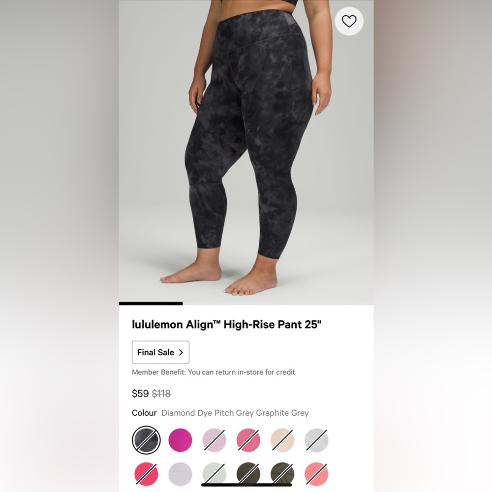 Lululemon align high rise leggings 25 inch diamond dye leggings graphite grey